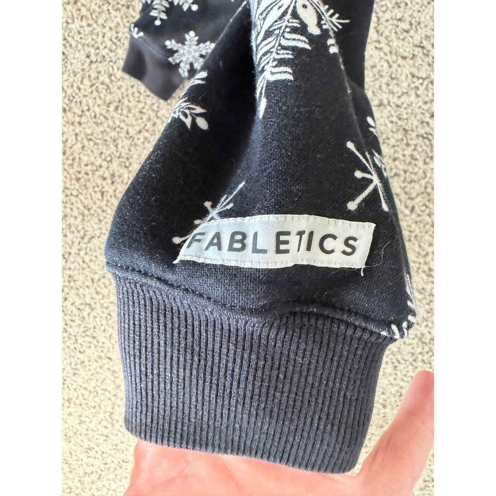 Fabletics One Piece Pajamas Womens XXS Snowflake Hood Black Fleece Lined Onesie - Picture 5 of 8